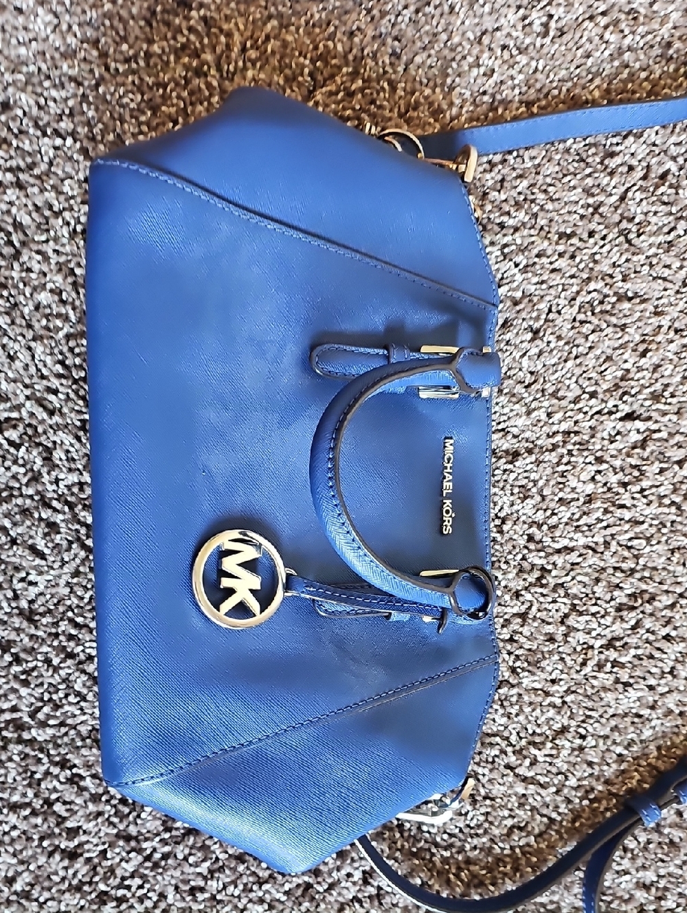 Michael Kors Royal Blue Leather Crossbody Satchel